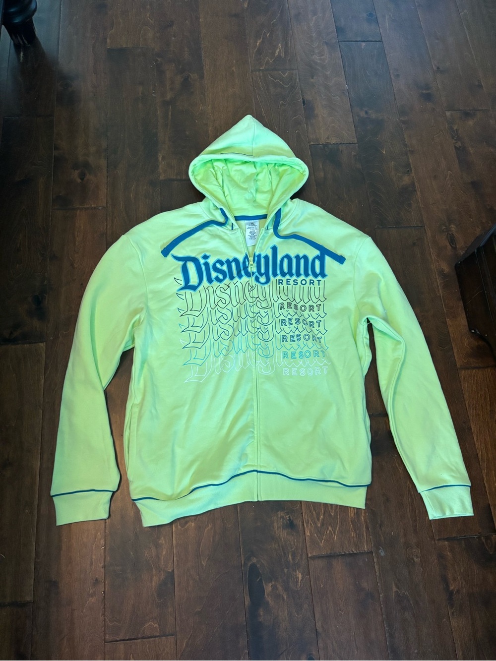 Disneyland Resort Adult Neon Green Zip-Up Hoodie NWOT